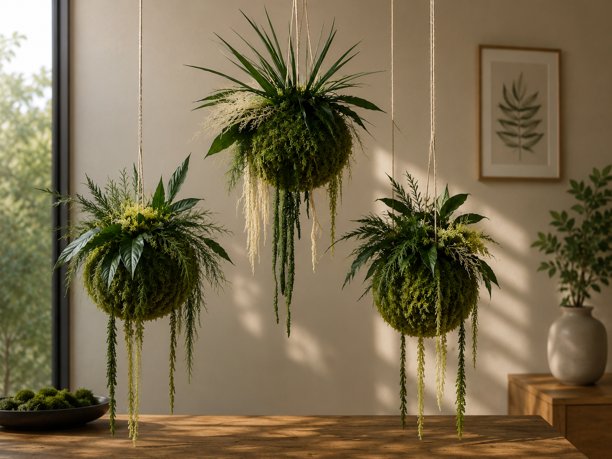 Kokedama Stabilisés - Décoration Végétale Suspendue Haut de Gamme - Naturencadre