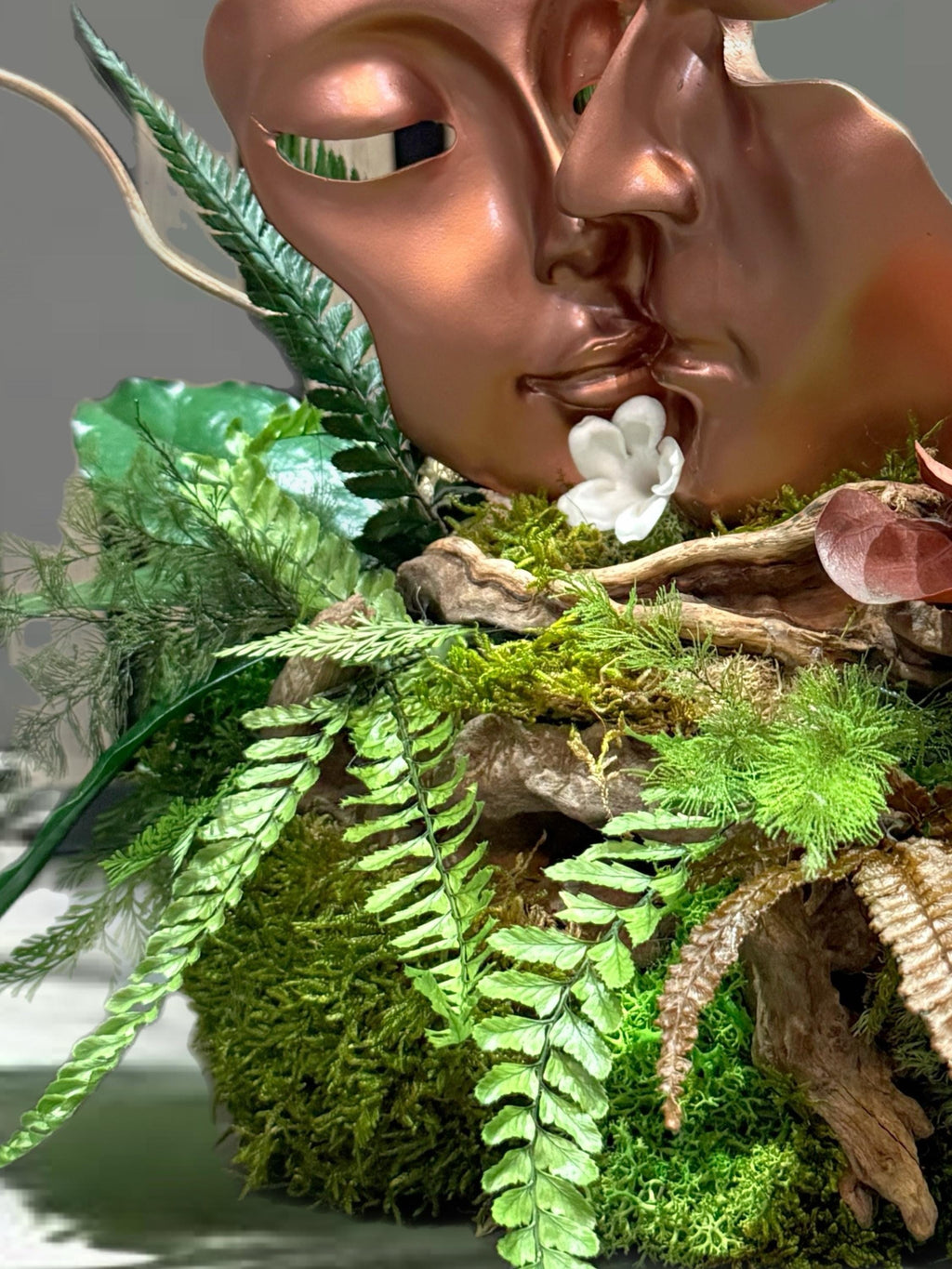 Romantic Couple Sculpture with Preserved Moss  Luxury Love Art Piece  Unique Wedding Gift  Rose Gold Statue Decor  Statement Home Accent