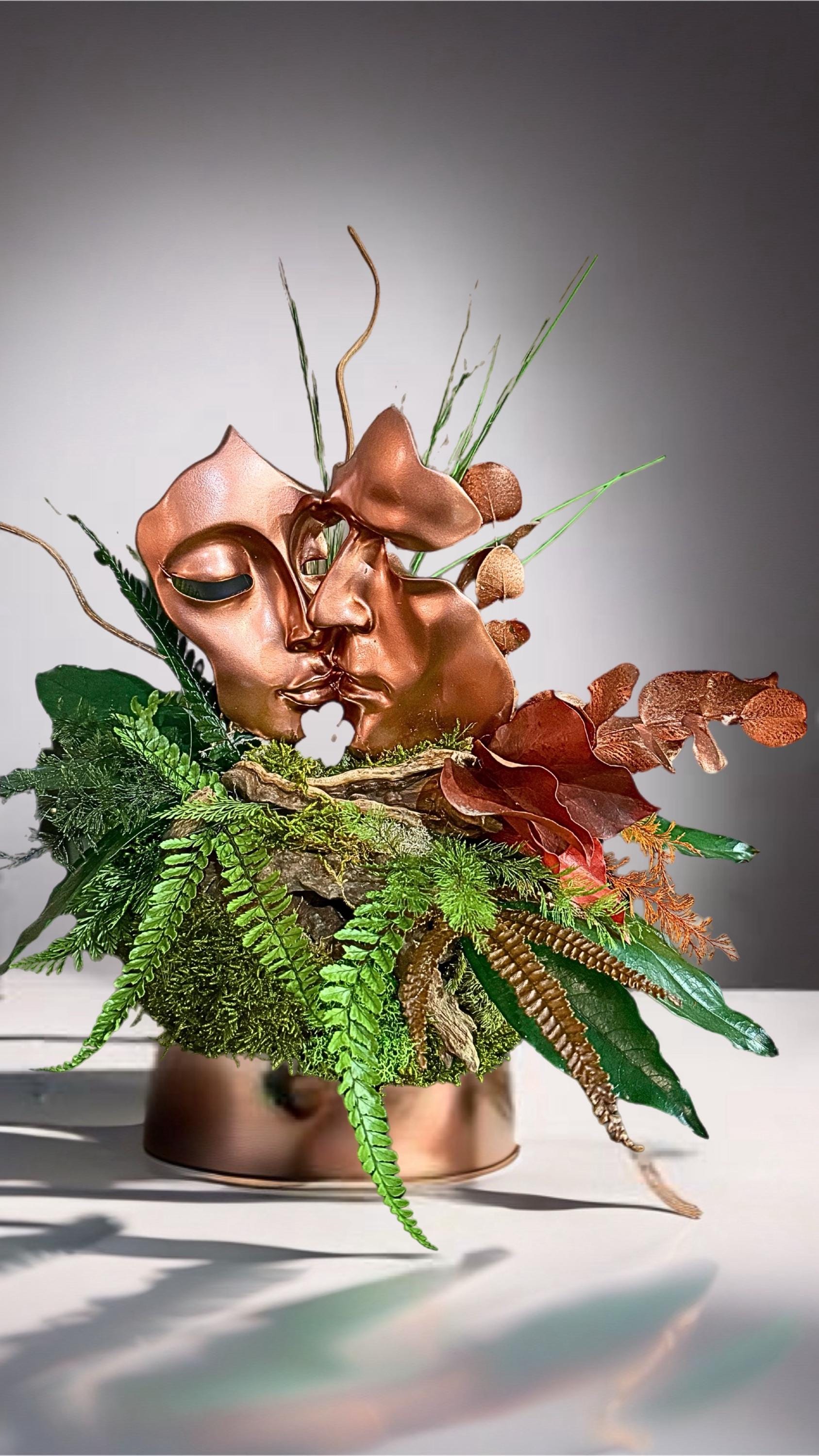 Romantic Couple Sculpture with Preserved Moss  Luxury Love Art Piece  Unique Wedding Gift  Rose Gold Statue Decor  Statement Home Accent