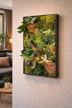 Cadre végétal stabilisé mural  Déco nature haut de gamme  Tableau végétal design bois flotté  Sans entretien  Cadeau déco unique