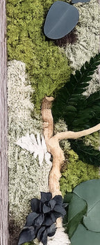 Cadre Végétal Vertical – Mousse Stabilisée, Eucalyptus & Bois | Déco Couloir & Entrée