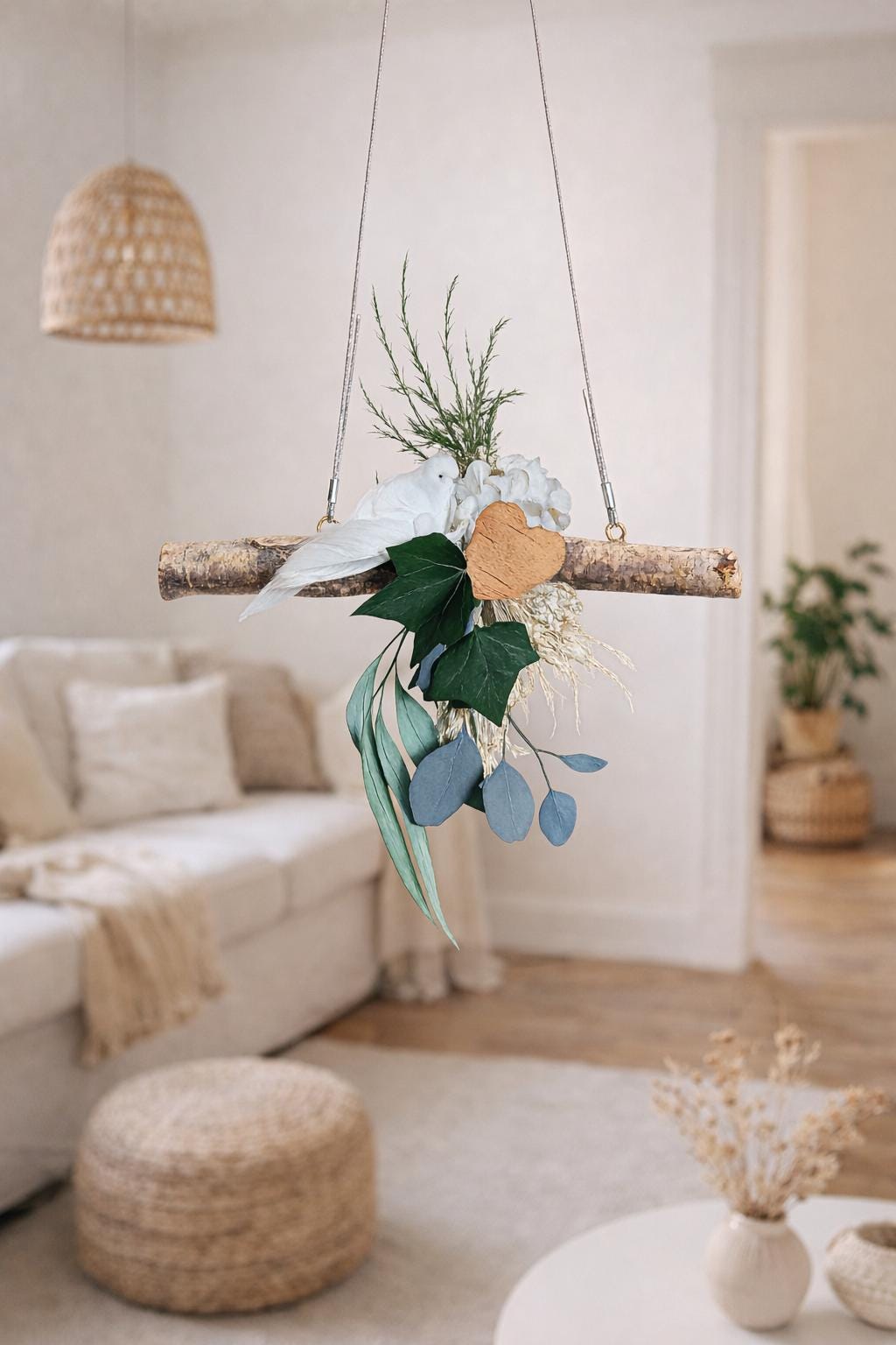 Suspension végétale bohème  Décoration de mariage naturelle et poétique