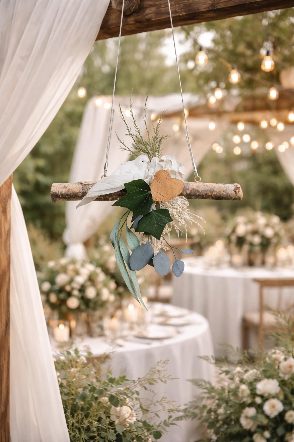 Suspension végétale bohème  Décoration de mariage naturelle et poétique
