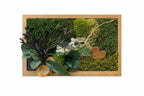 Cadre végétal mousse stabilisée, hortensia et eucalyptus  Décoration murale naturelle et élégante