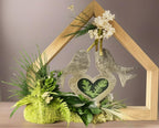 Décoration murale maison végétale stabilisée  Oiseaux cœur ajouré  Bois naturel  Déco murale nature & amour