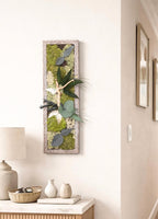 Cadre Végétal Vertical – Mousse Stabilisée, Eucalyptus & Bois | Déco Couloir & Entrée