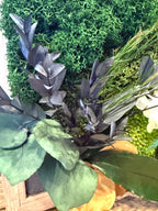 Cadre végétal mousse stabilisée, hortensia et eucalyptus  Décoration murale naturelle et élégante