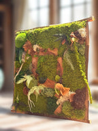 Cadre végétal stabilisé artisanal  Tableau végétal forêt enchantée  Décoration murale nature luxe en bois brut
