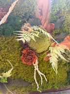 Cadre végétal stabilisé artisanal  Tableau végétal forêt enchantée  Décoration murale nature luxe en bois brut