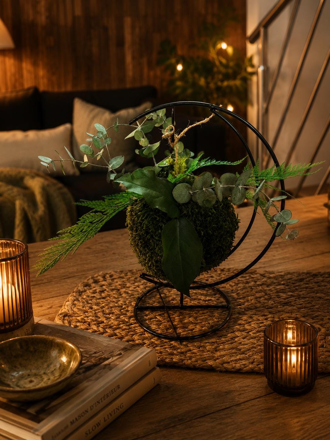 Kokedama stabilisé à poser ou accrocher Centre de table naturel  Déco végétale zen sans entretien  Pièce unique